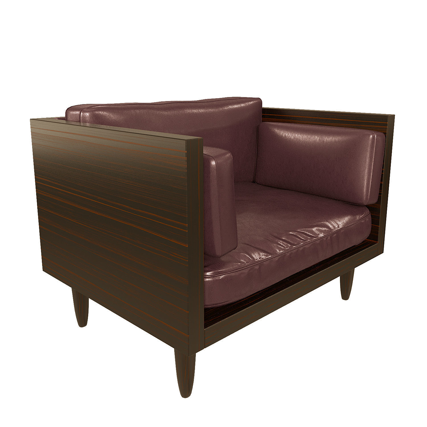 Leather Exposed Wood Frame Sofa Collection 3D model CGTrader