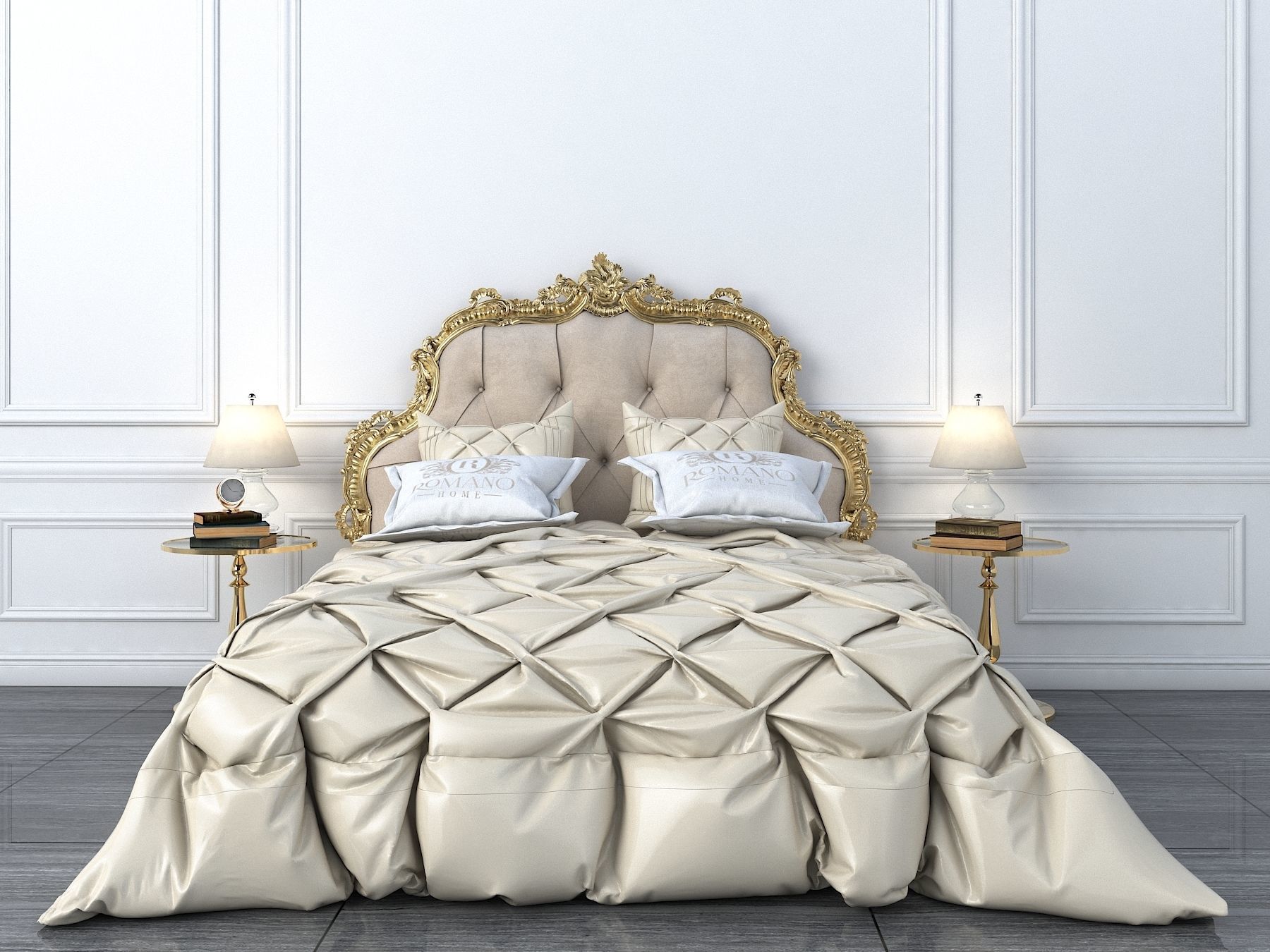 European Style Bed Set 3 3D model CGTrader