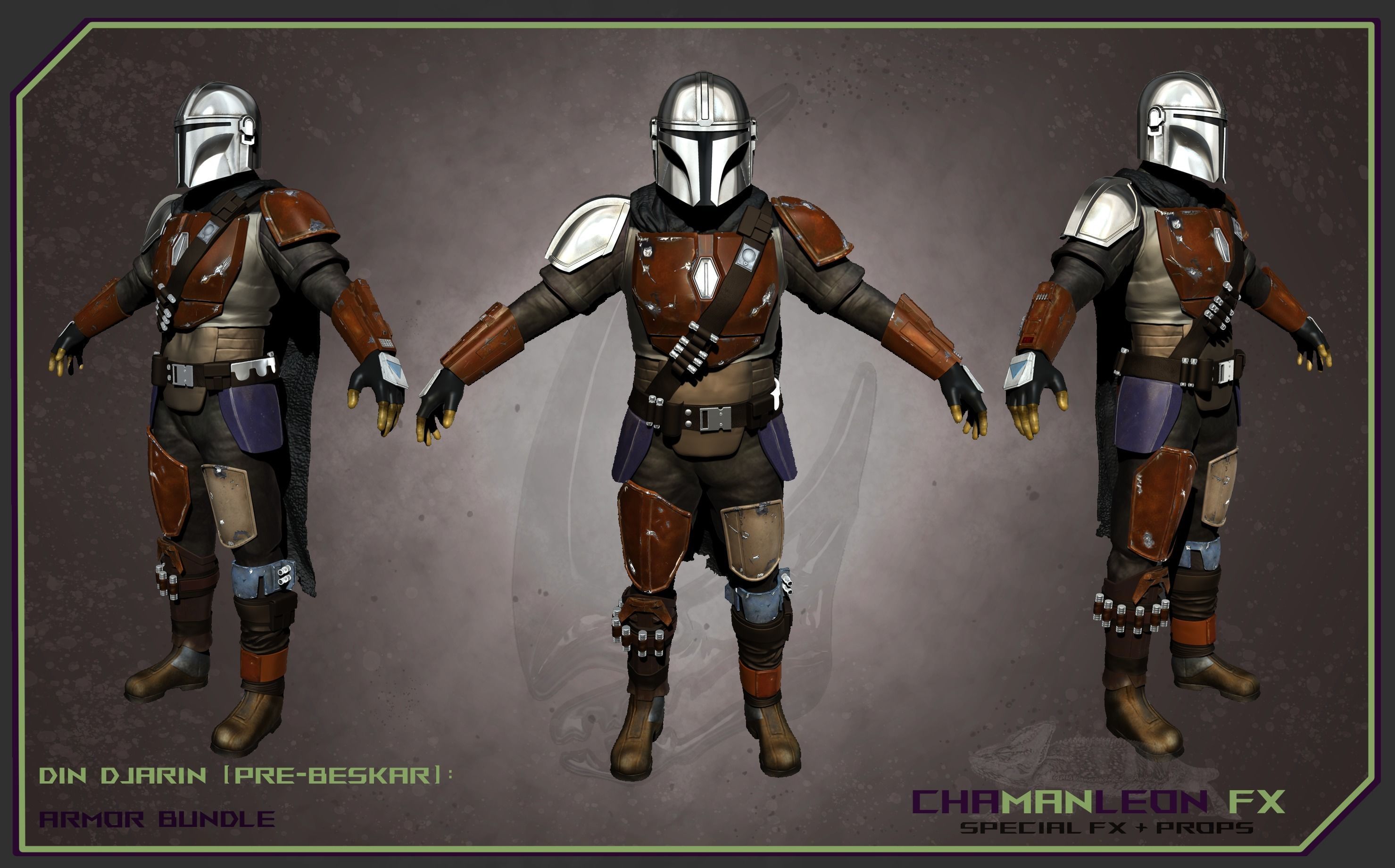 Din Djarin Mandalorian PreBeskar Armor Bundle Cosplay 3D model 3D