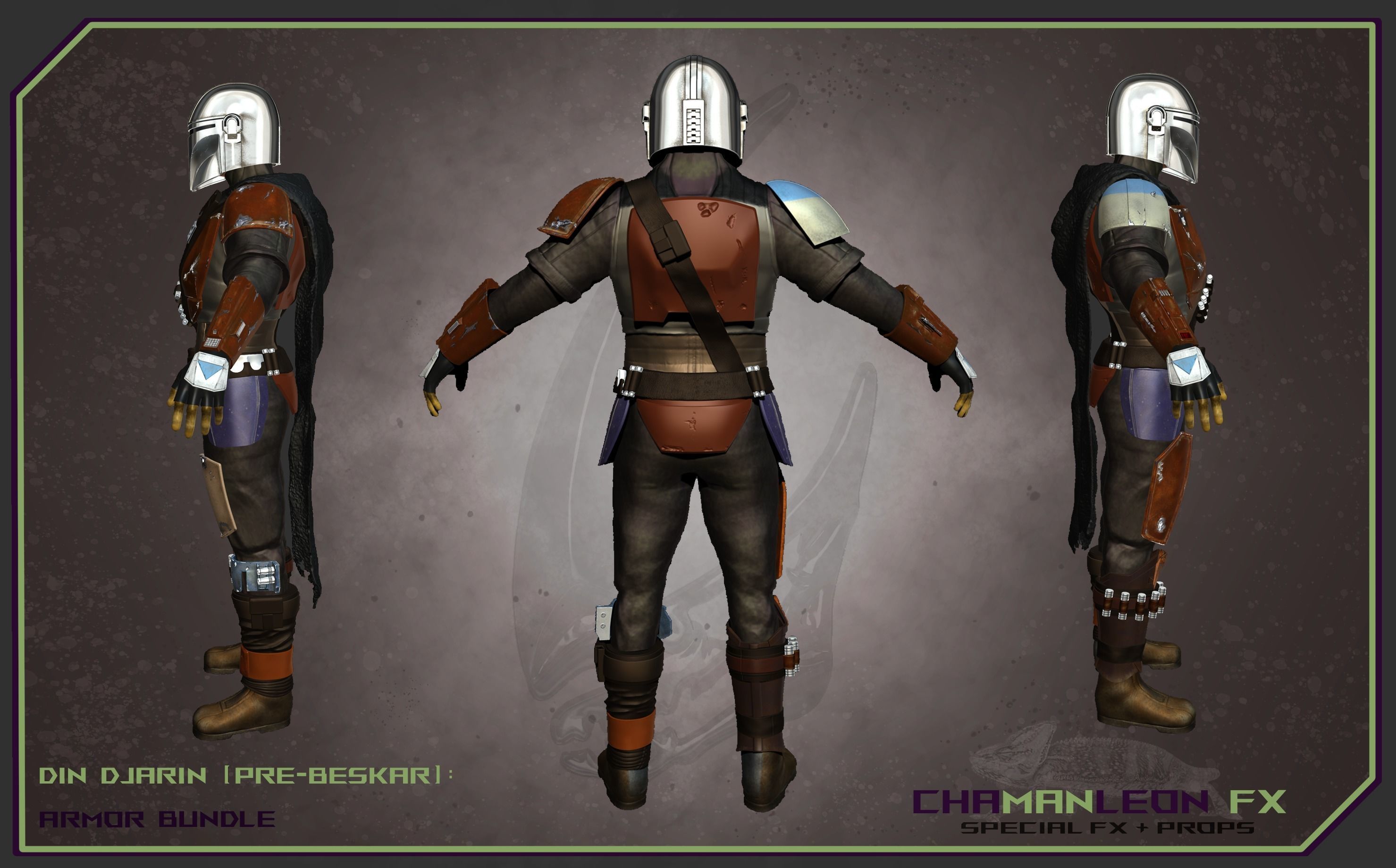 Din Djarin Mandalorian PreBeskar Armor Bundle Cosplay 3D model 3D