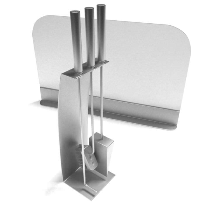 Silver Fireplace Tools 3D model CGTrader