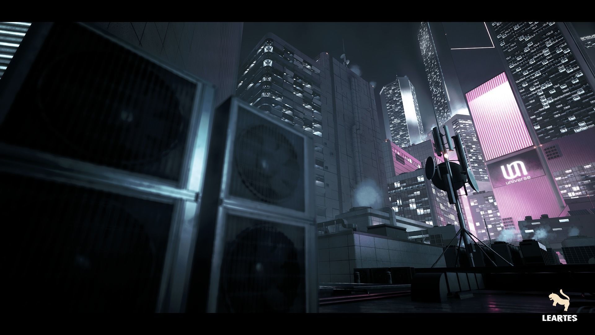 3D model Futuristic Rooftop City Environment VR / AR / low-poly | CGTrader
