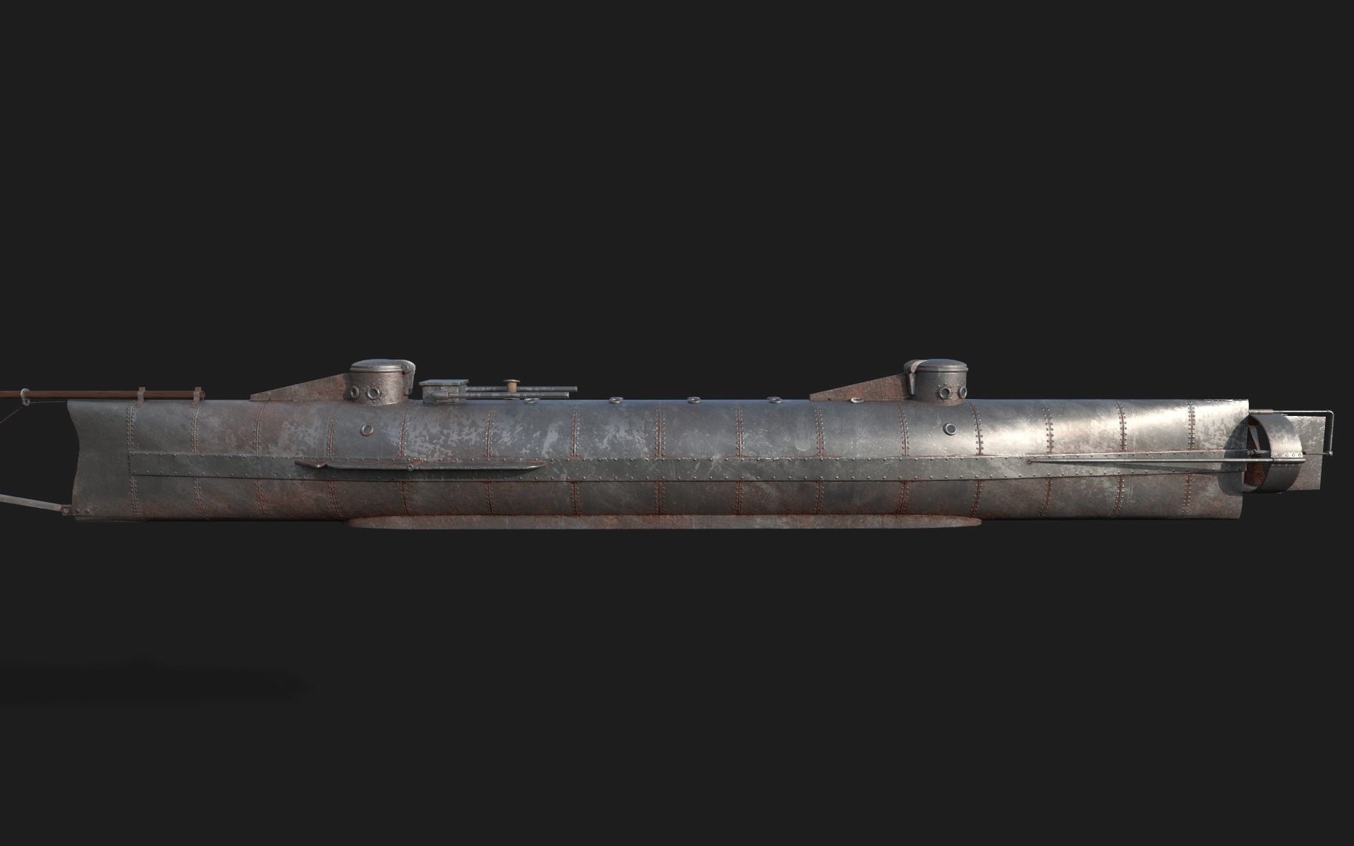 3D model Hunley submarine VR / AR / lowpoly CGTrader
