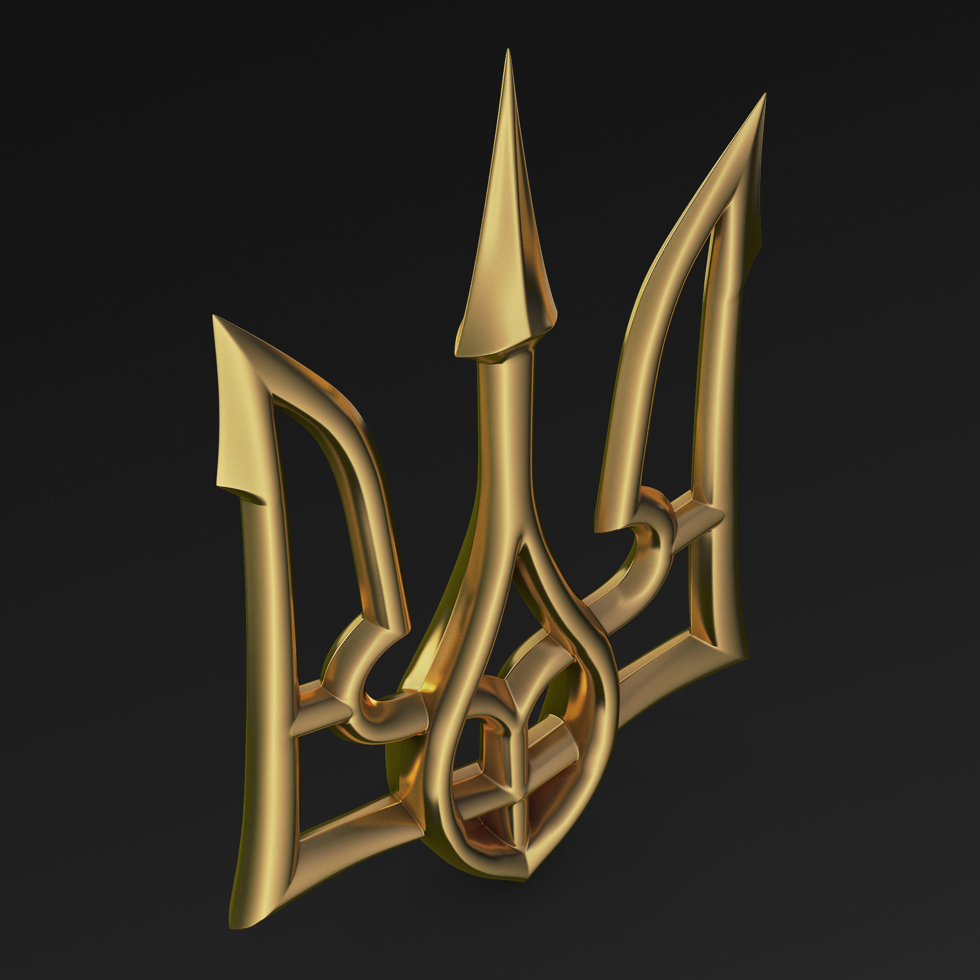 Stylized Ukrainian Tryzub M 3 3D model CGTrader