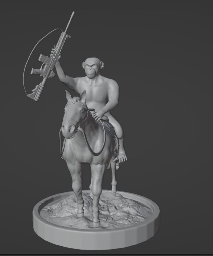 PLANET OF THE APES - APE WITH HORSE AND GUN - MONKEY WARRIOR 3D model ...