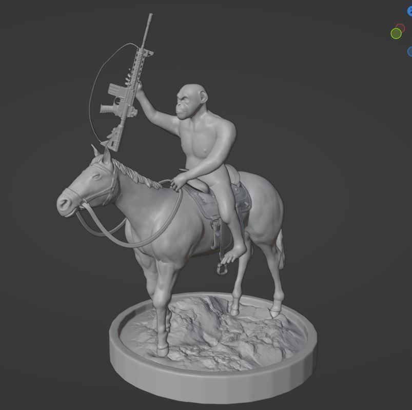 PLANET OF THE APES - APE WITH HORSE AND GUN - MONKEY WARRIOR 3D model ...