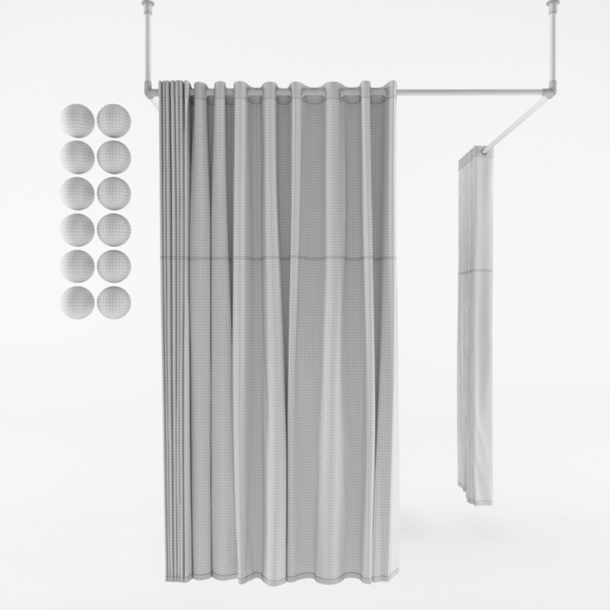 Hospital Curtains Hospital Equipment 10 3D model CGTrader