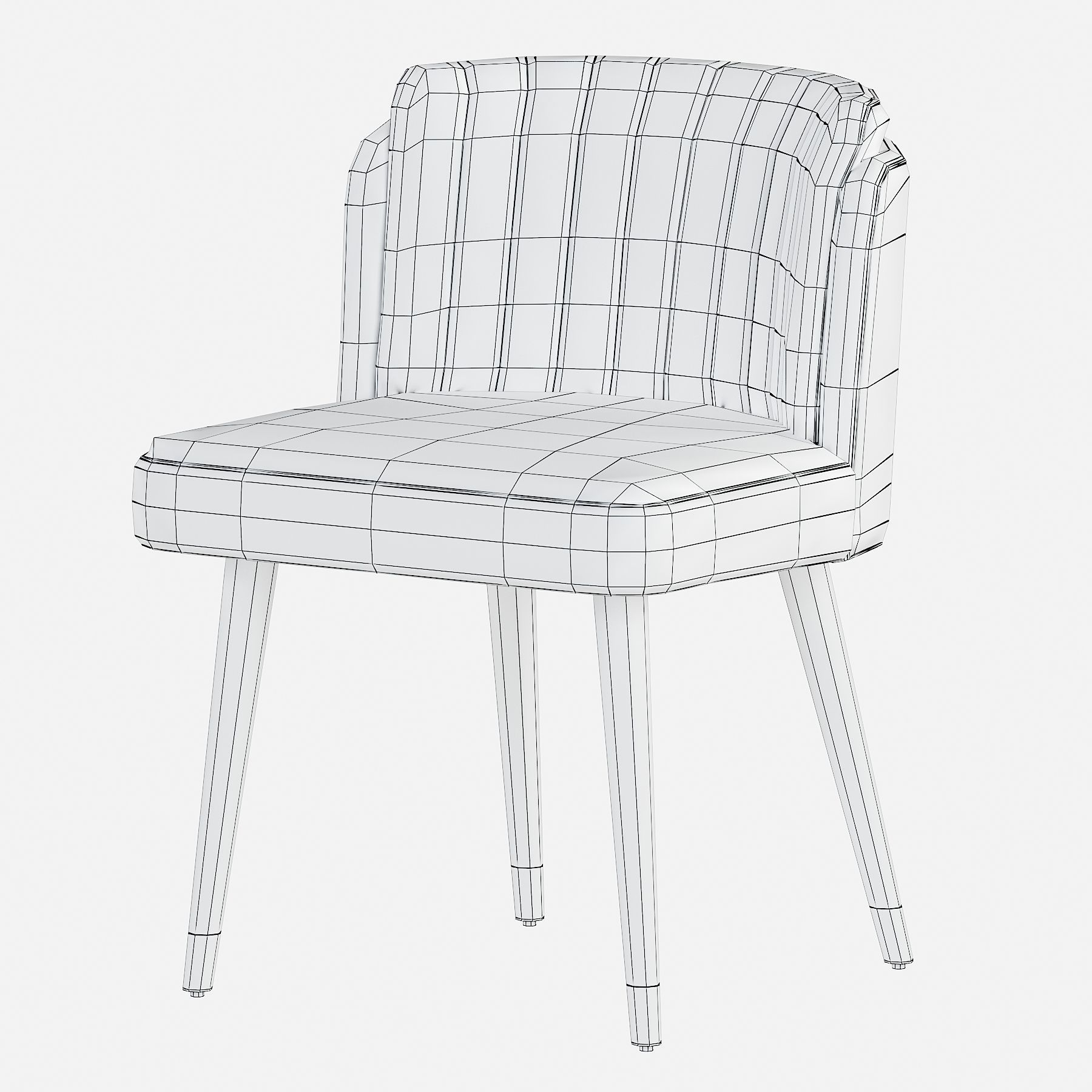 Velvet Channel Back Isadora Dining Chair 3D model CGTrader