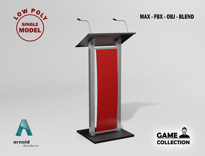 Lectern 8 Low-poly 3D model