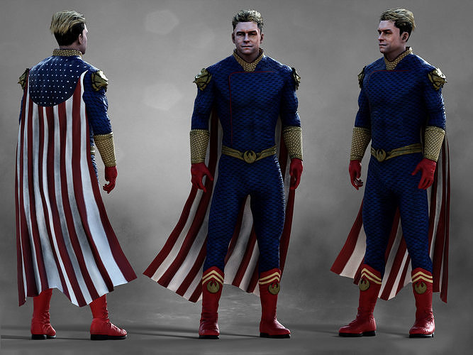 3D model Homelander superhero wearing american flag cape VR / AR / low ...