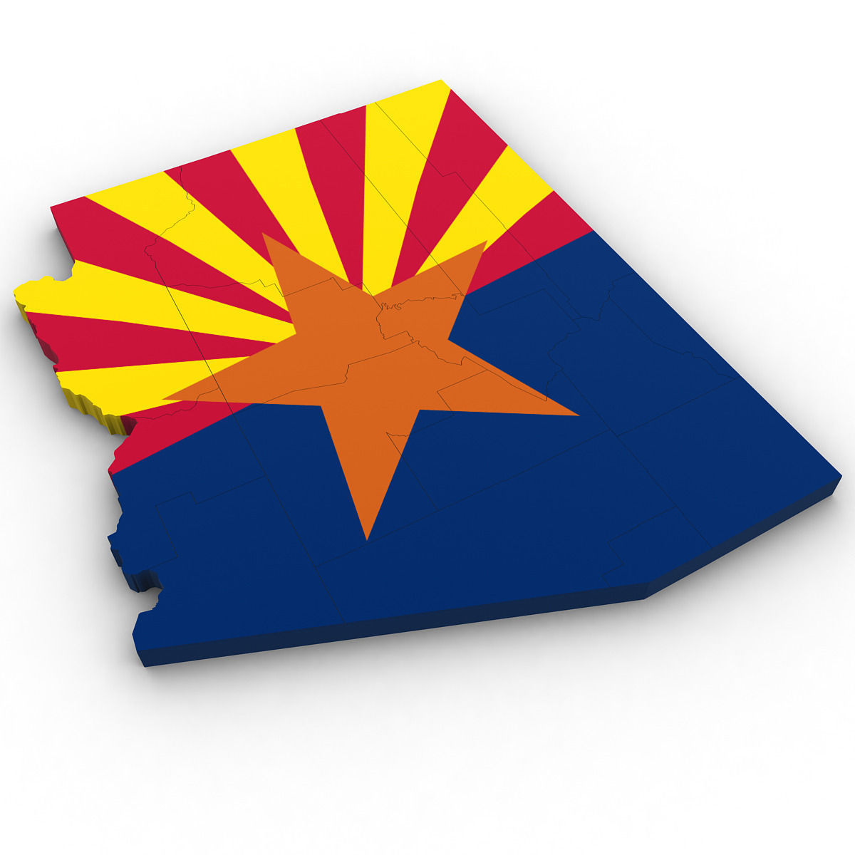 Arizona Political Map 3D model CGTrader