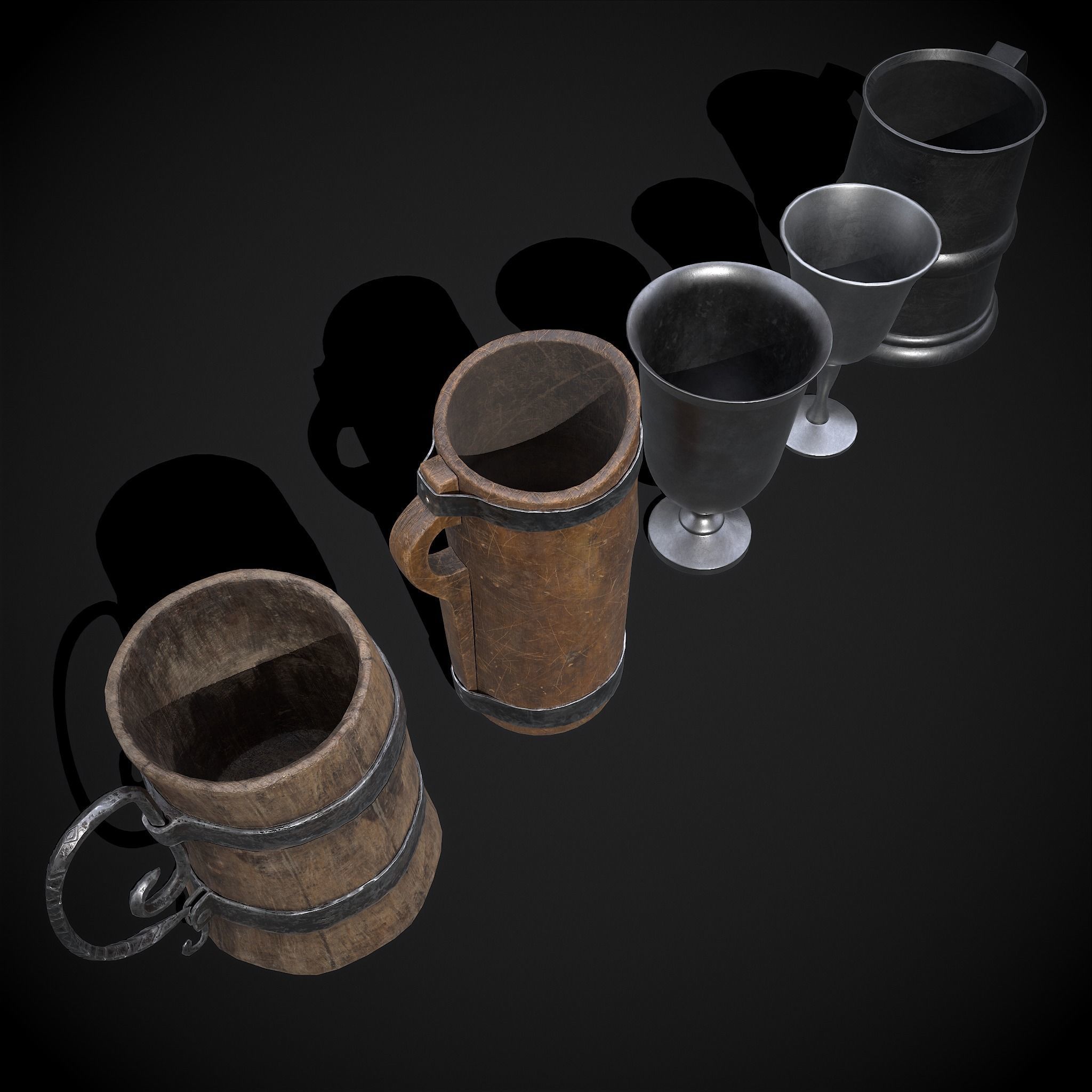 Medieval Cups Five 3D Model Collection CGTrader