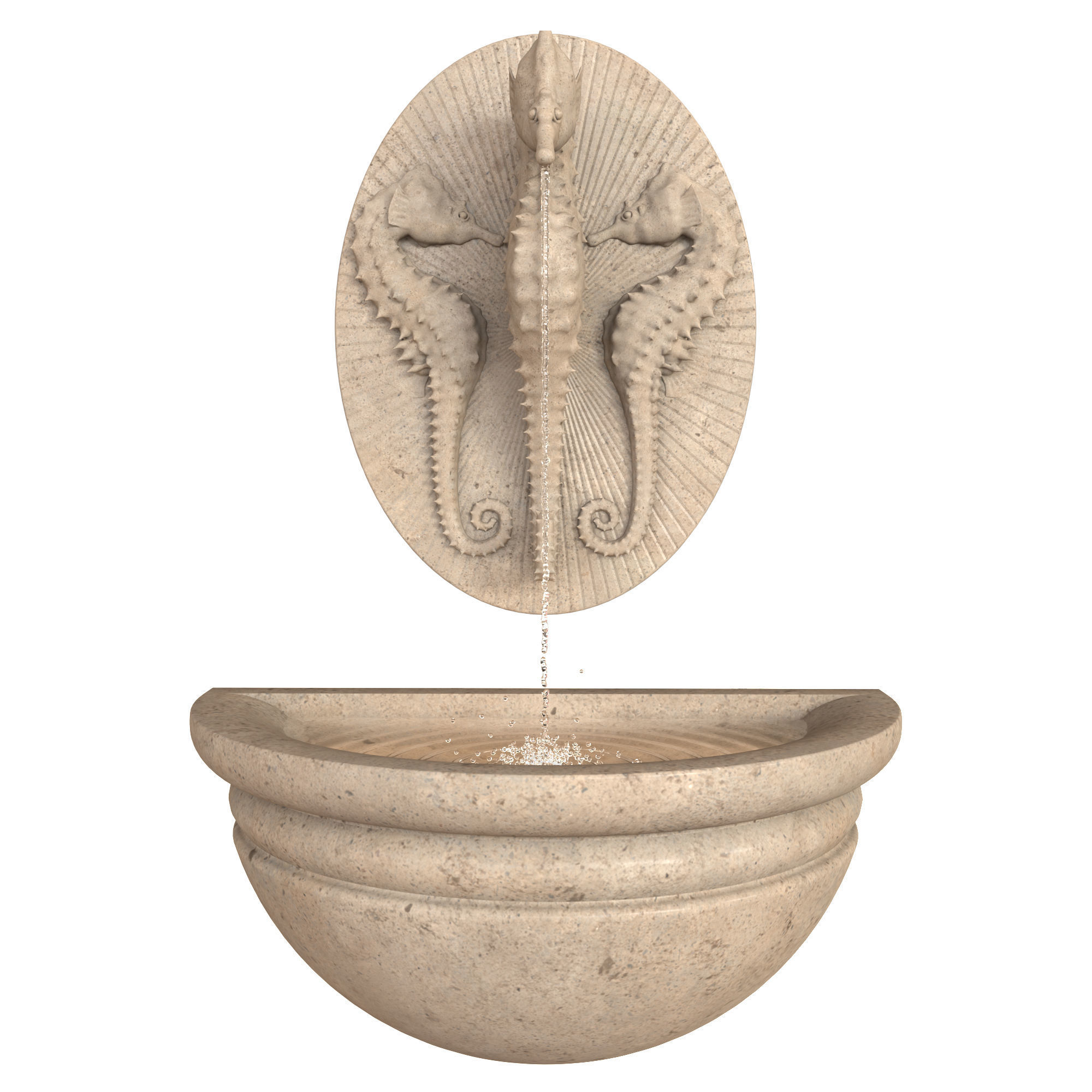 Seahorse Wall Fountain Water Feature 3D model CGTrader