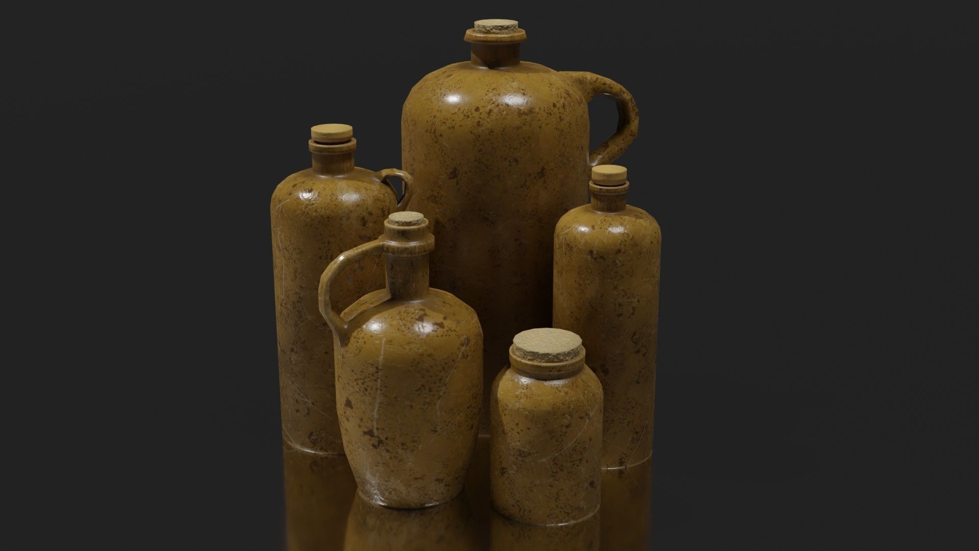 3D model Ceramic Jugs with Corks VR / AR / lowpoly CGTrader