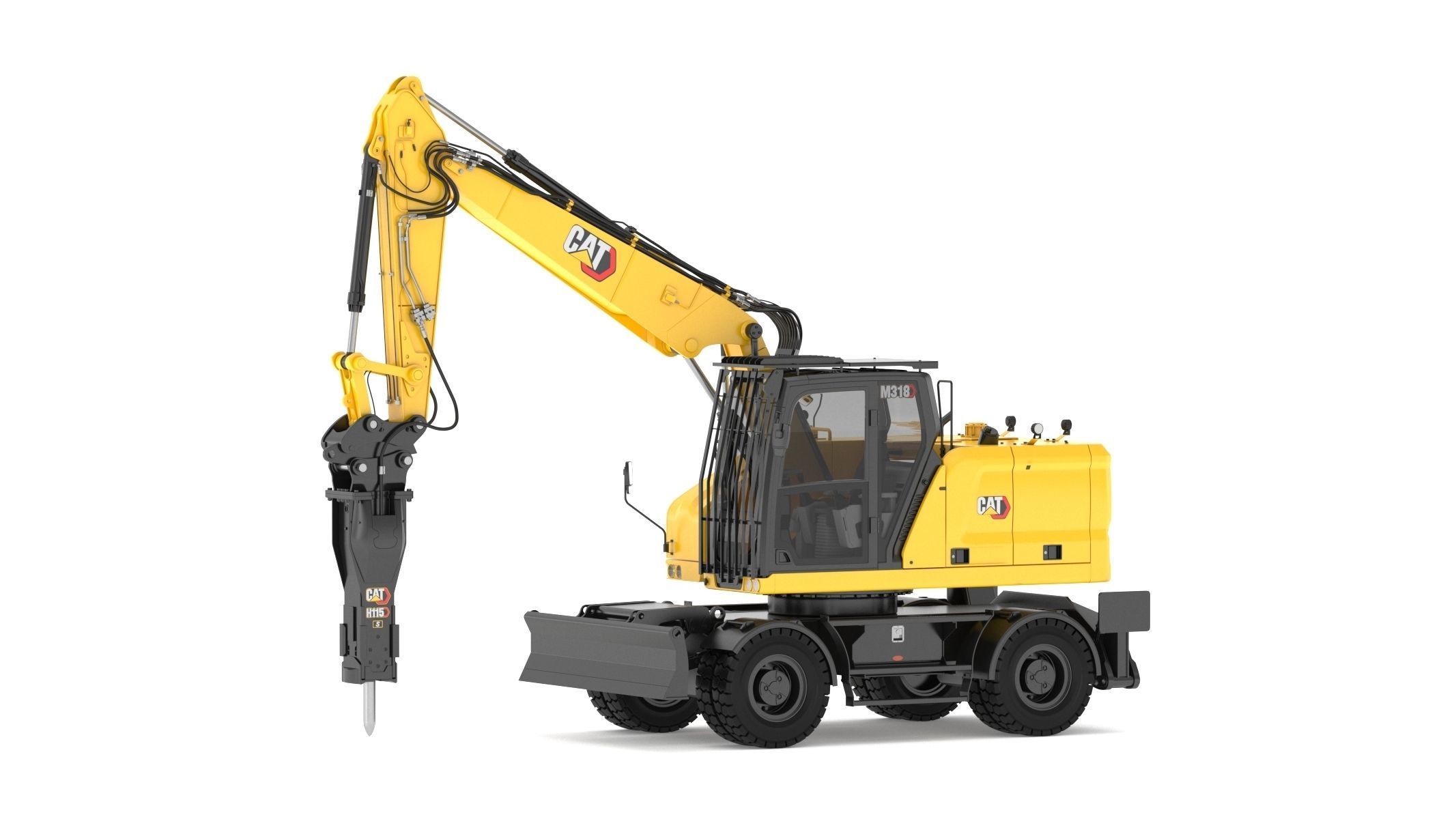 CAT M318 Wheel Excavator 3D model | CGTrader