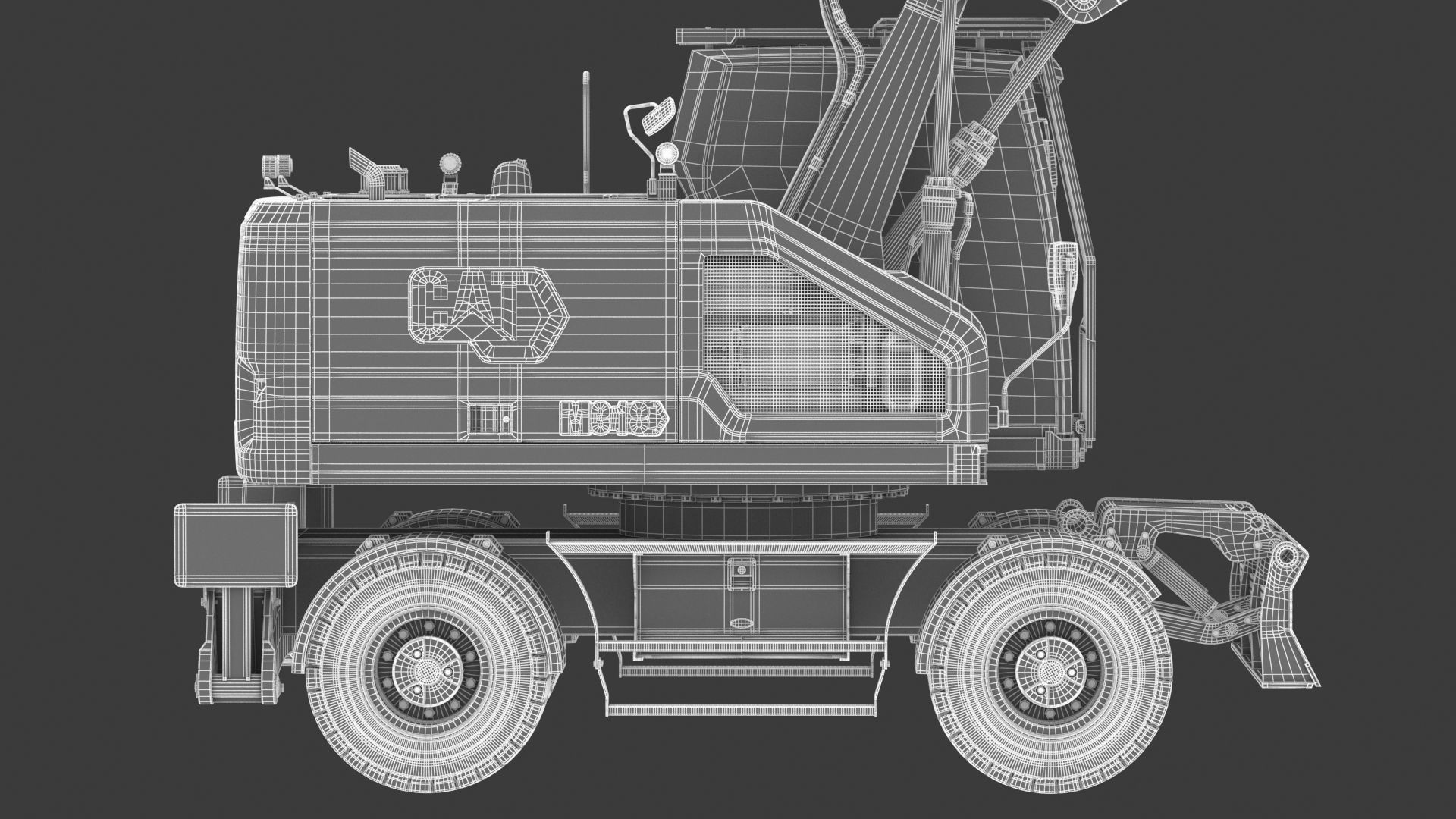 CAT M318 Wheel Excavator 3D model CGTrader