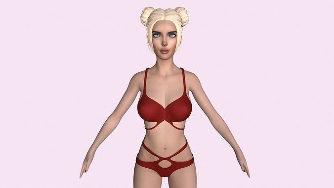 Maya Modular Girl 4 Low-poly 3D model