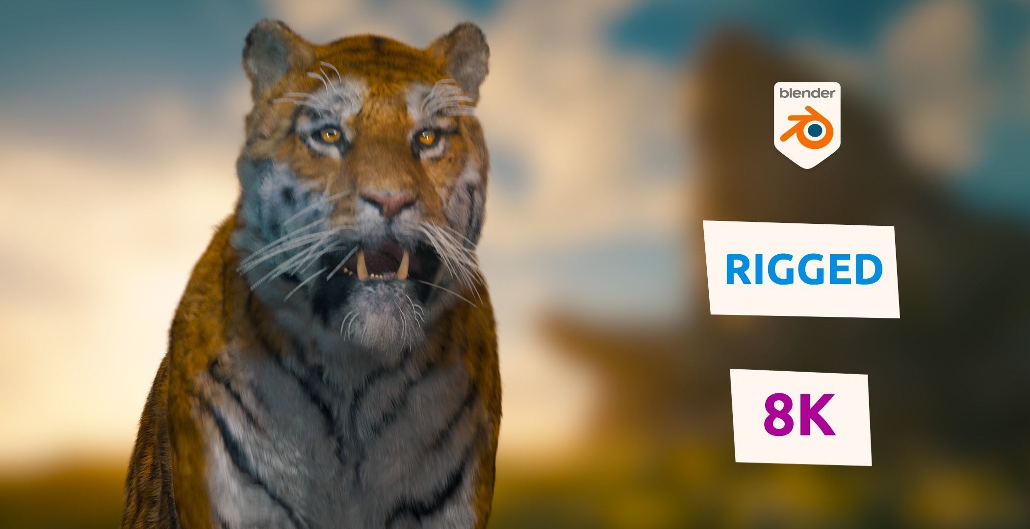 Realistic Tiger Rigged and Animated model Blender 3D model animated