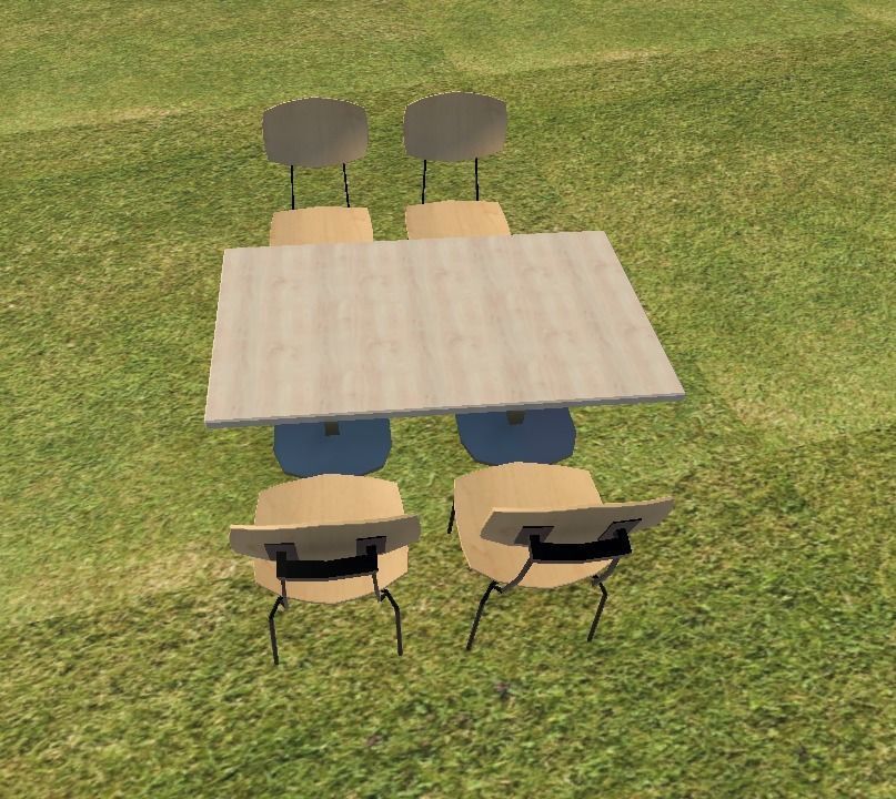 ChairTable Low Poly table and chairs on grassy field free VR / AR / low ...