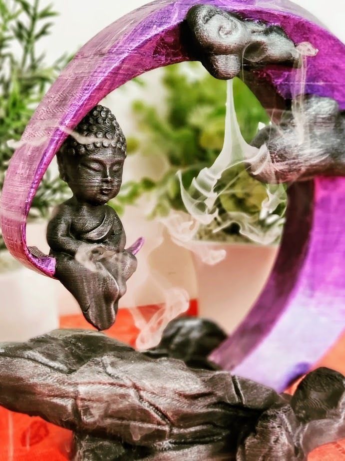 BackFlow Incense Burner Buddha and Moon for 3D print model 3D model 3D