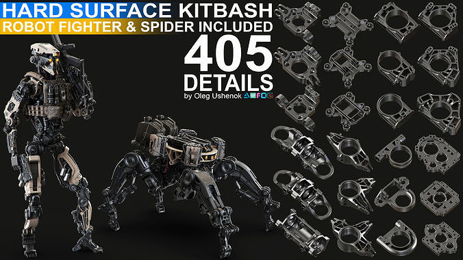 Sci-Fi Hard Surface Mechanical KITBASH 405 DETAILS 3D model