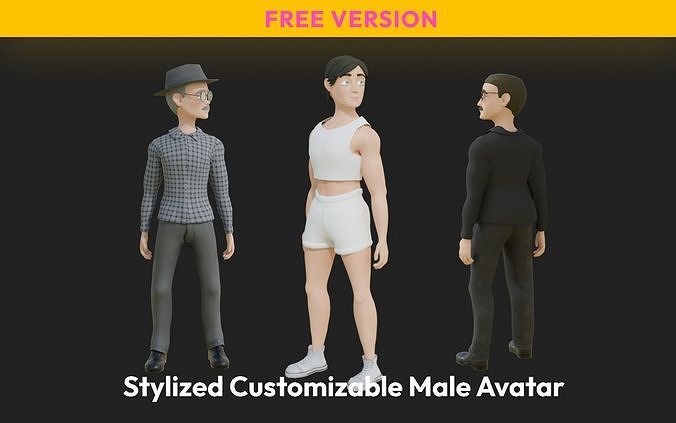 Stylized Customizable Avatar - Male - FREE Free low-poly 3D model