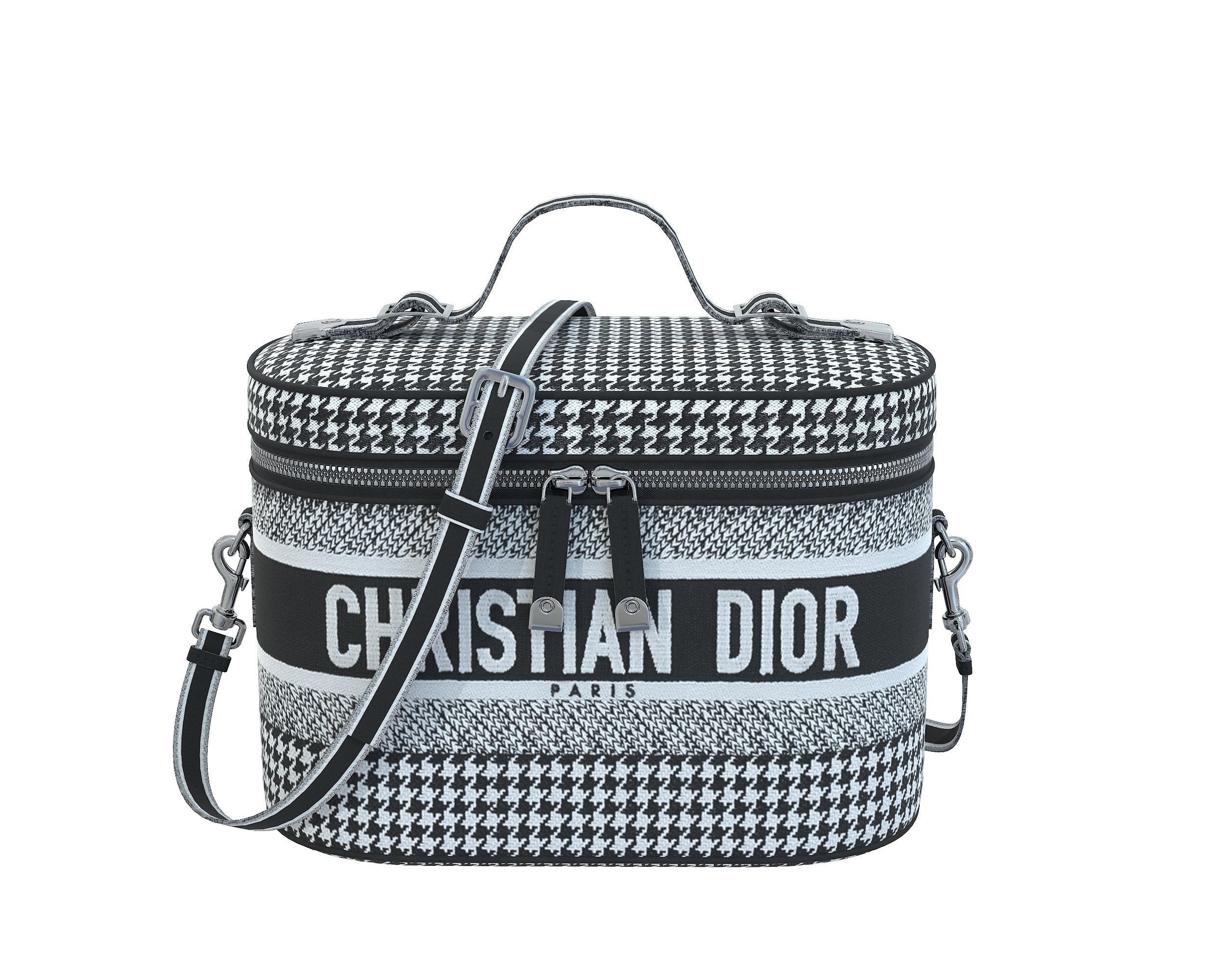 3D model Dior DiorTravel Vanity Case Bag BlackWhite Fabric VR / AR
