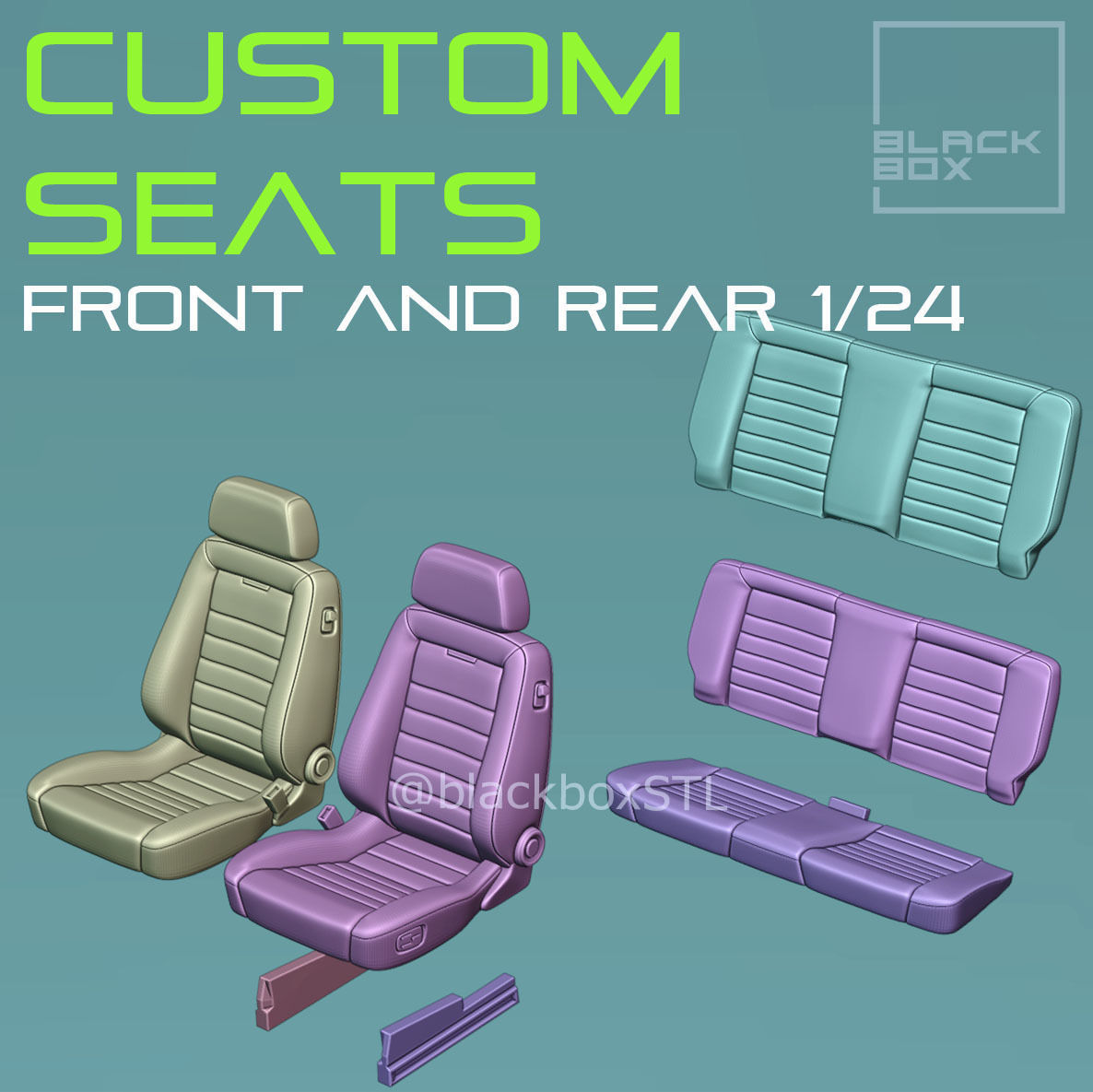 CUSTOM SEATS FRONT AND REAR FOR DIECAST AND MODELKITS 1-24th 3D model ...