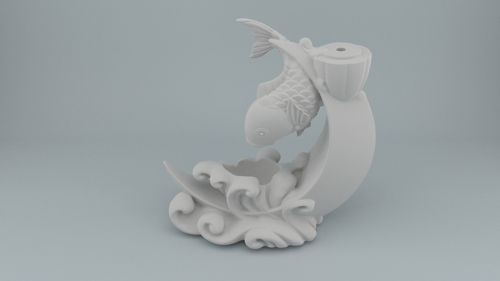 BackFlow Incense Burner Fish Moon for 3D printing 3D print model 3D