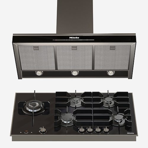 Miele Appliances Collection Gas Cooktop and Hood 3D model CGTrader