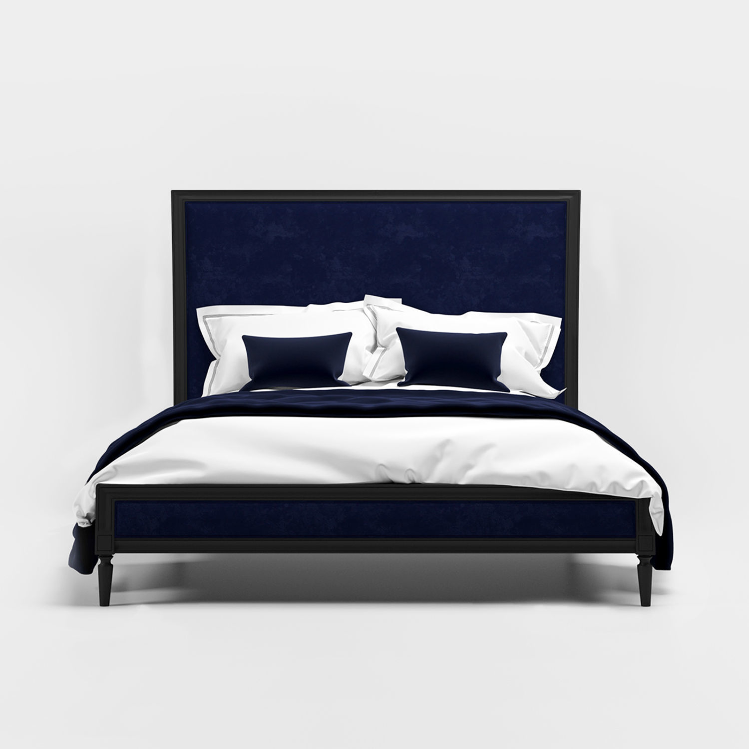 Luxury Velvet Upholstered Bed 3D model CGTrader