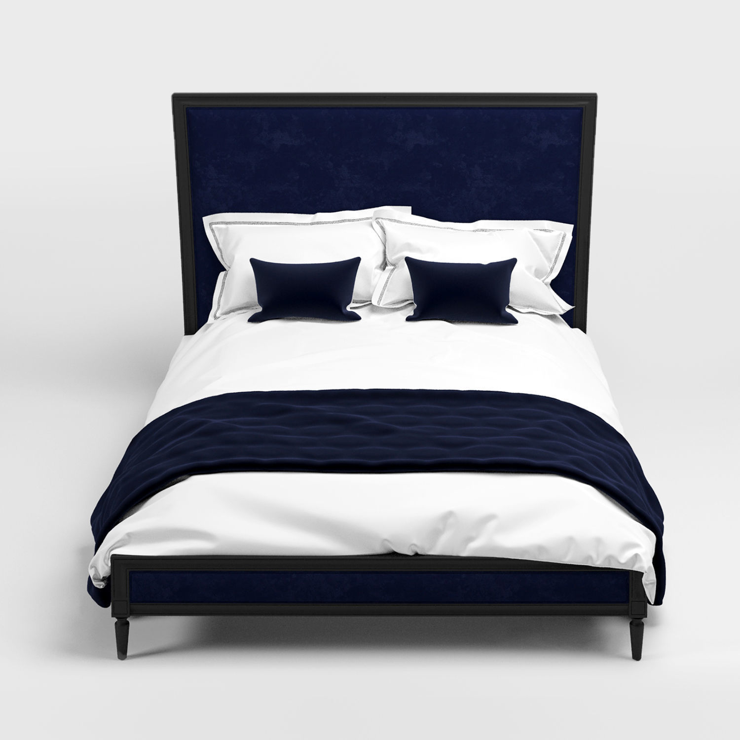 Luxury Velvet Upholstered Bed 3D model CGTrader