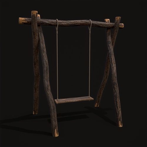Rustic Log Rope Swing