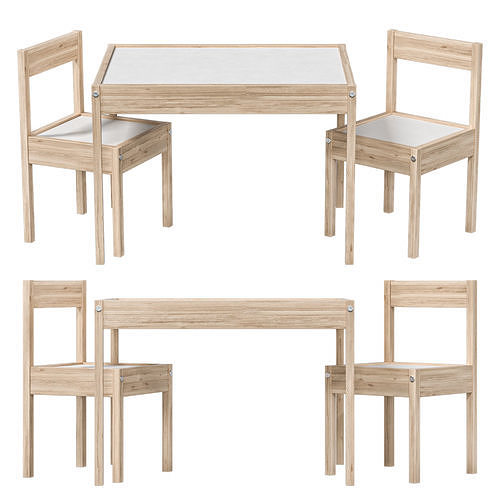 IKEA LATT LETT Childrens table with 2 chairs 3D model CGTrader