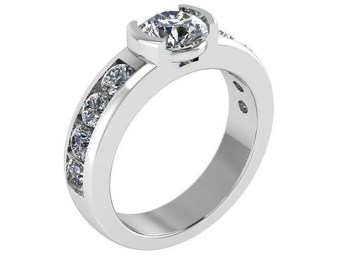 Round Diamond Channel Setting Ring 0264 3D model 3D printable CGTrader