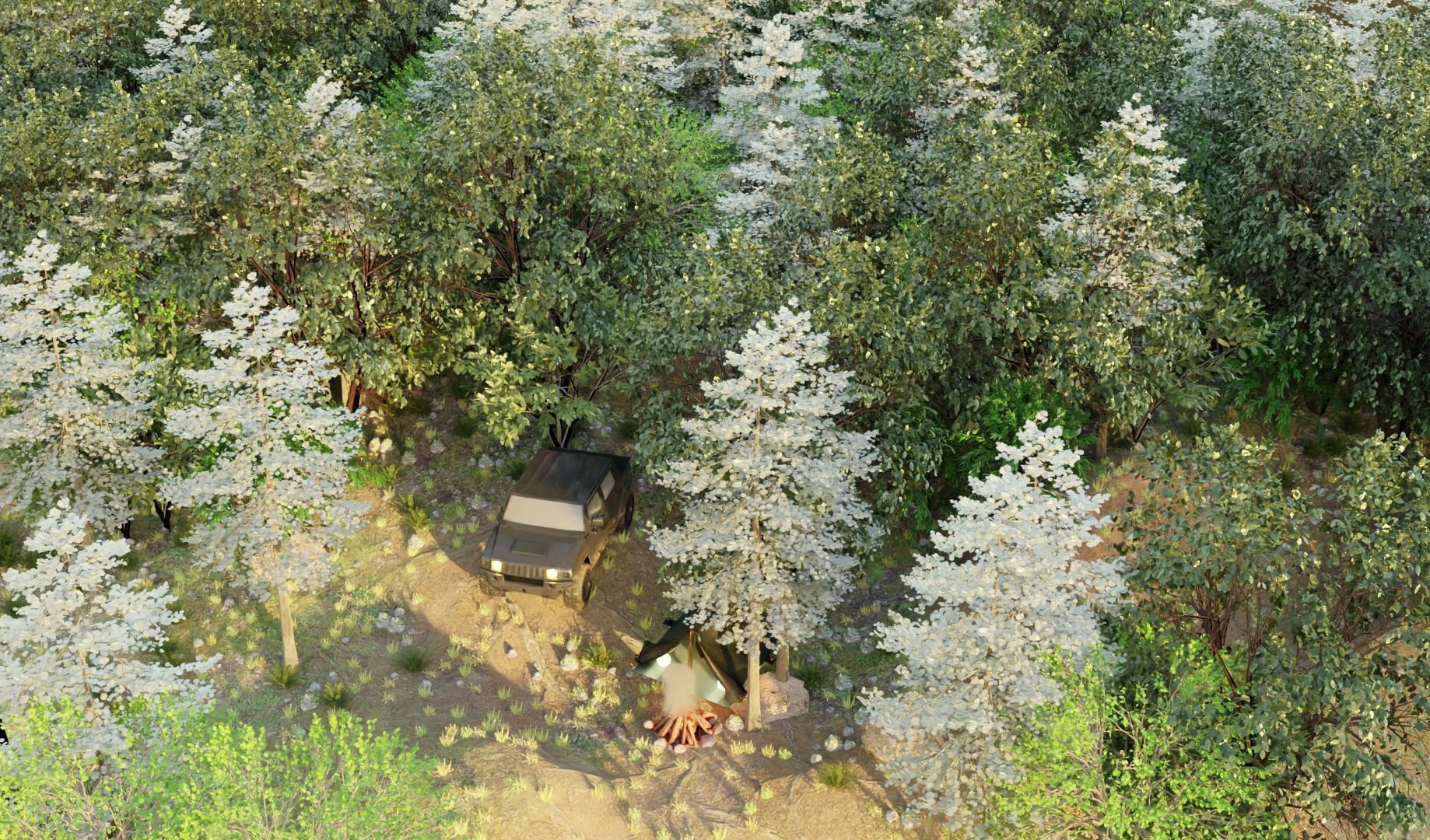 3D model Forest Trees and bornfire VR / AR / low-poly | CGTrader