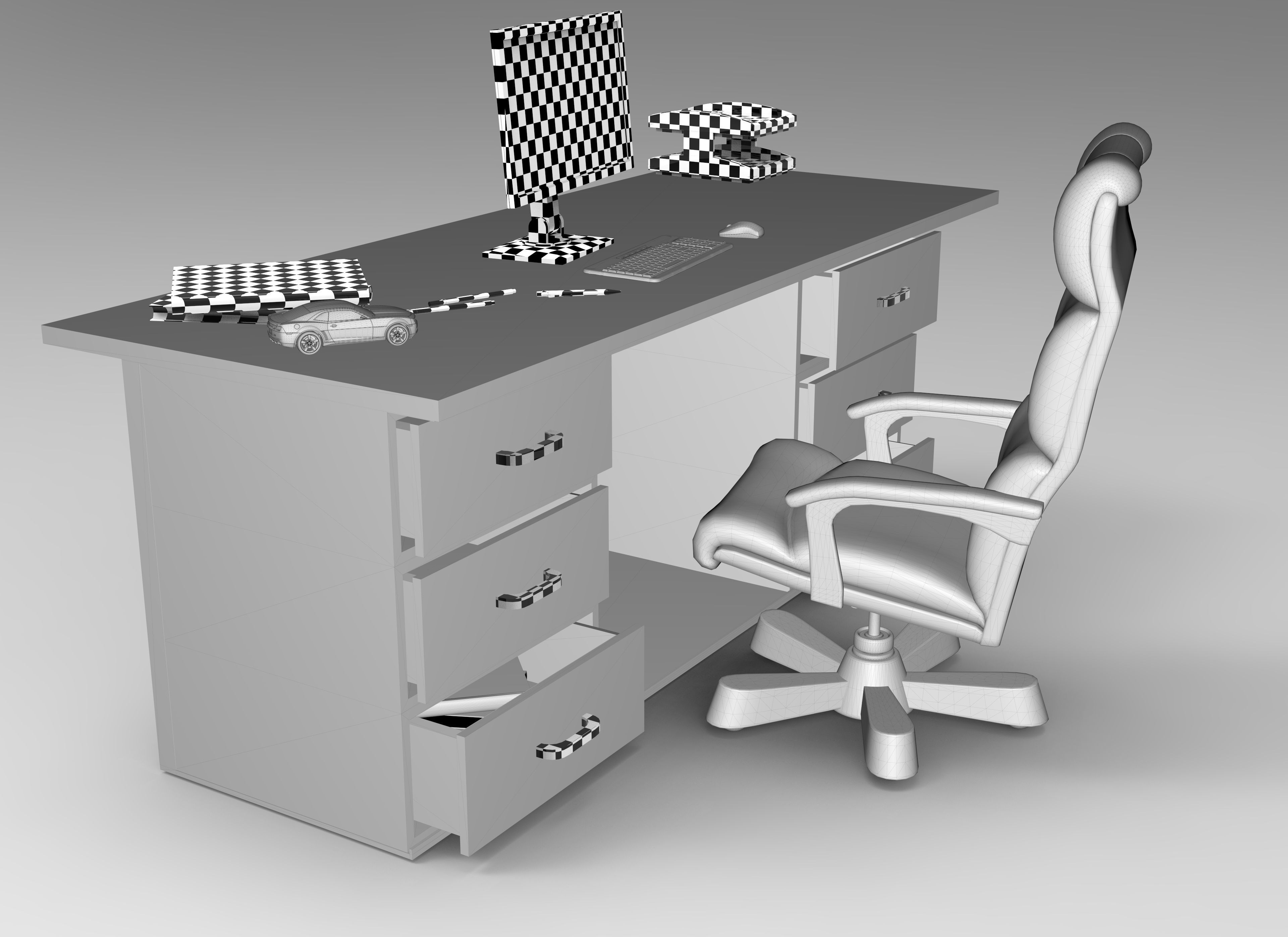 office desk free 3D model CGTrader