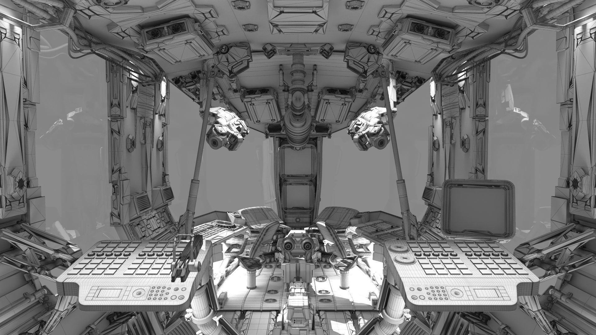 Spaceship Cockpit v5 3D model CGTrader