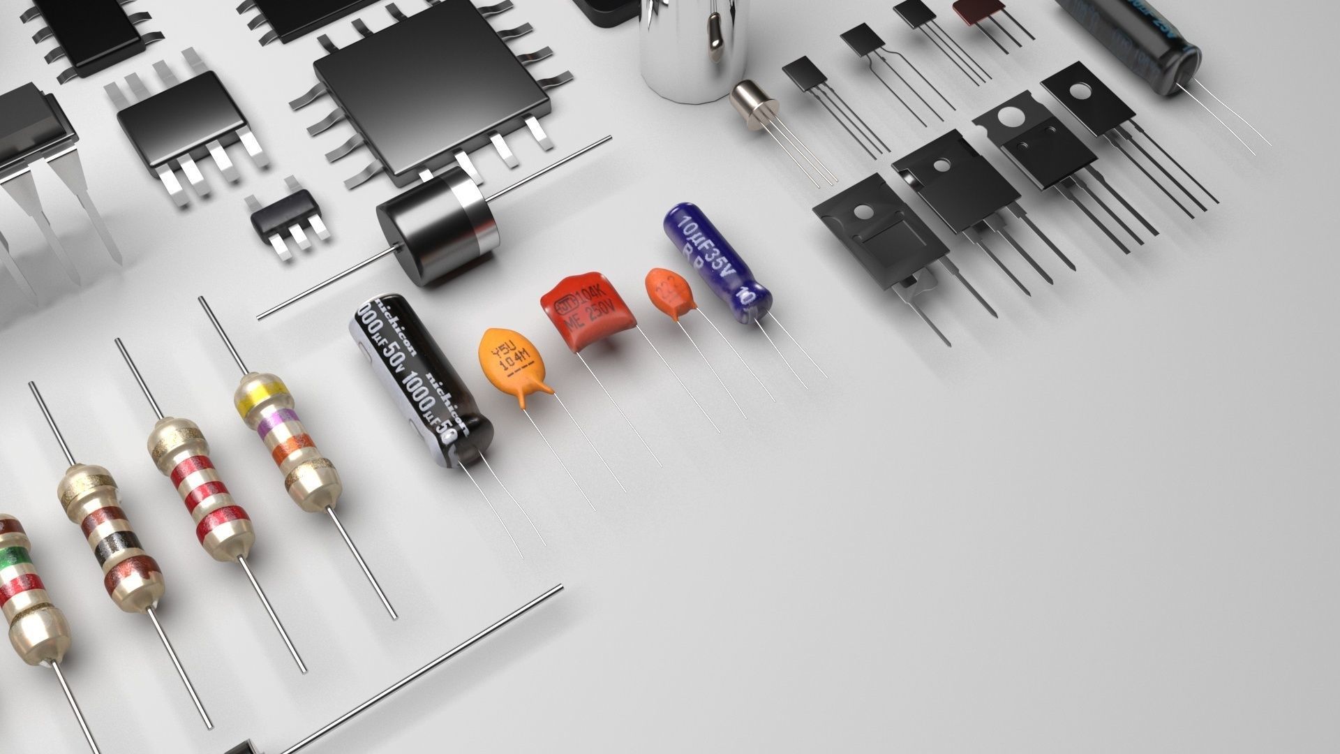 Electronic Components Set 3D model CGTrader