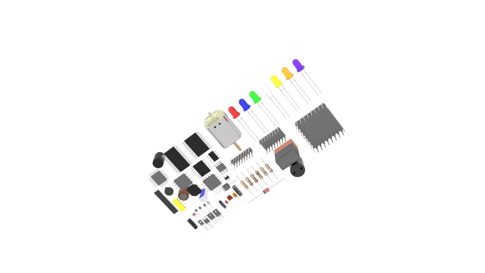 Electronic Components Set 3D model CGTrader