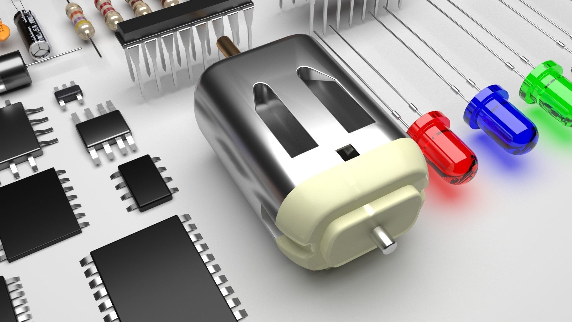 Electronic Components Set 3D model CGTrader