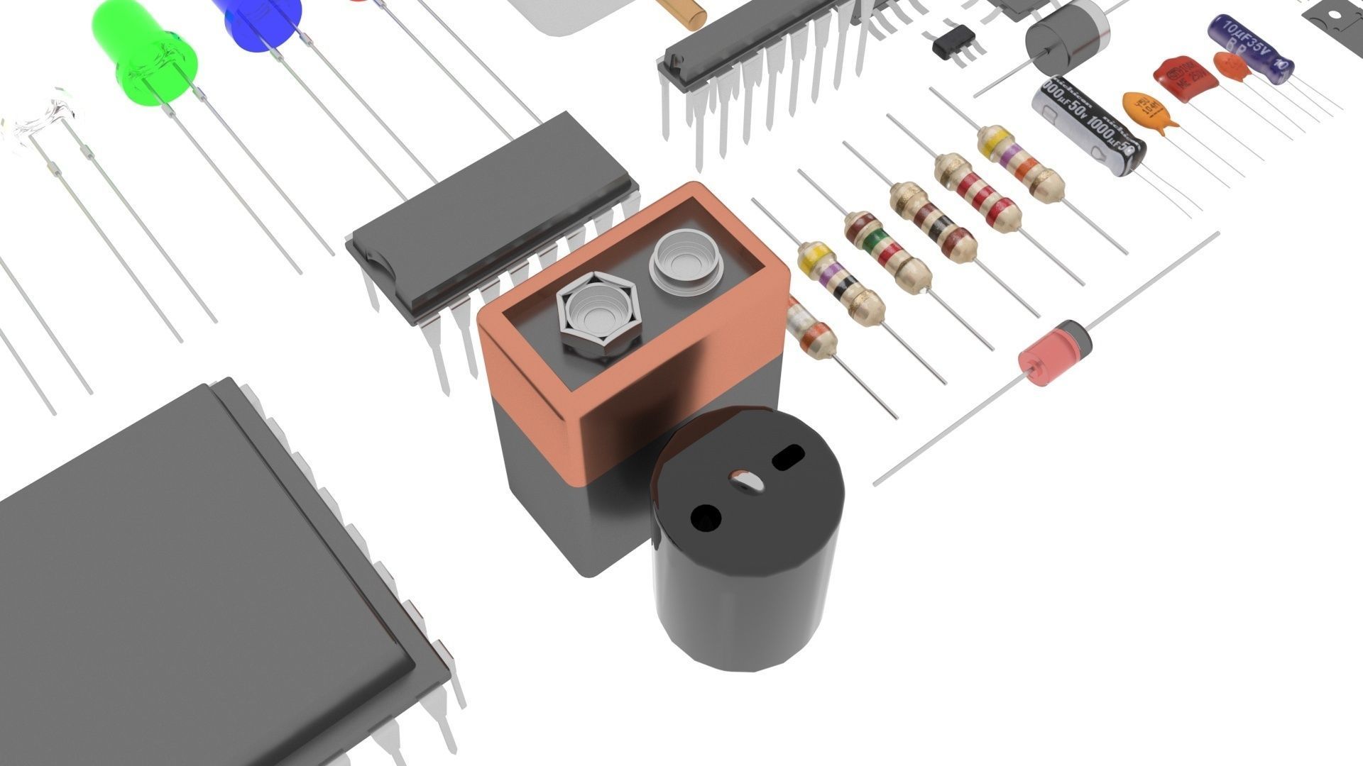Electronic Components Set 3D model CGTrader