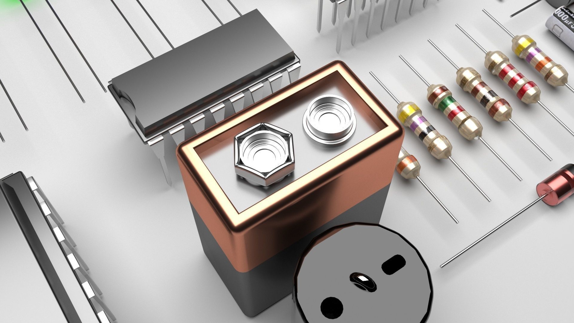 Electronic Components Set 3D model CGTrader