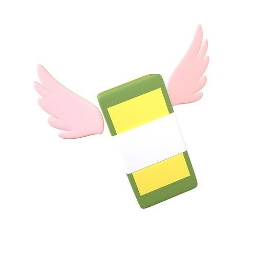 Cartoon Money With Wing V1 009 Low-poly 3D model