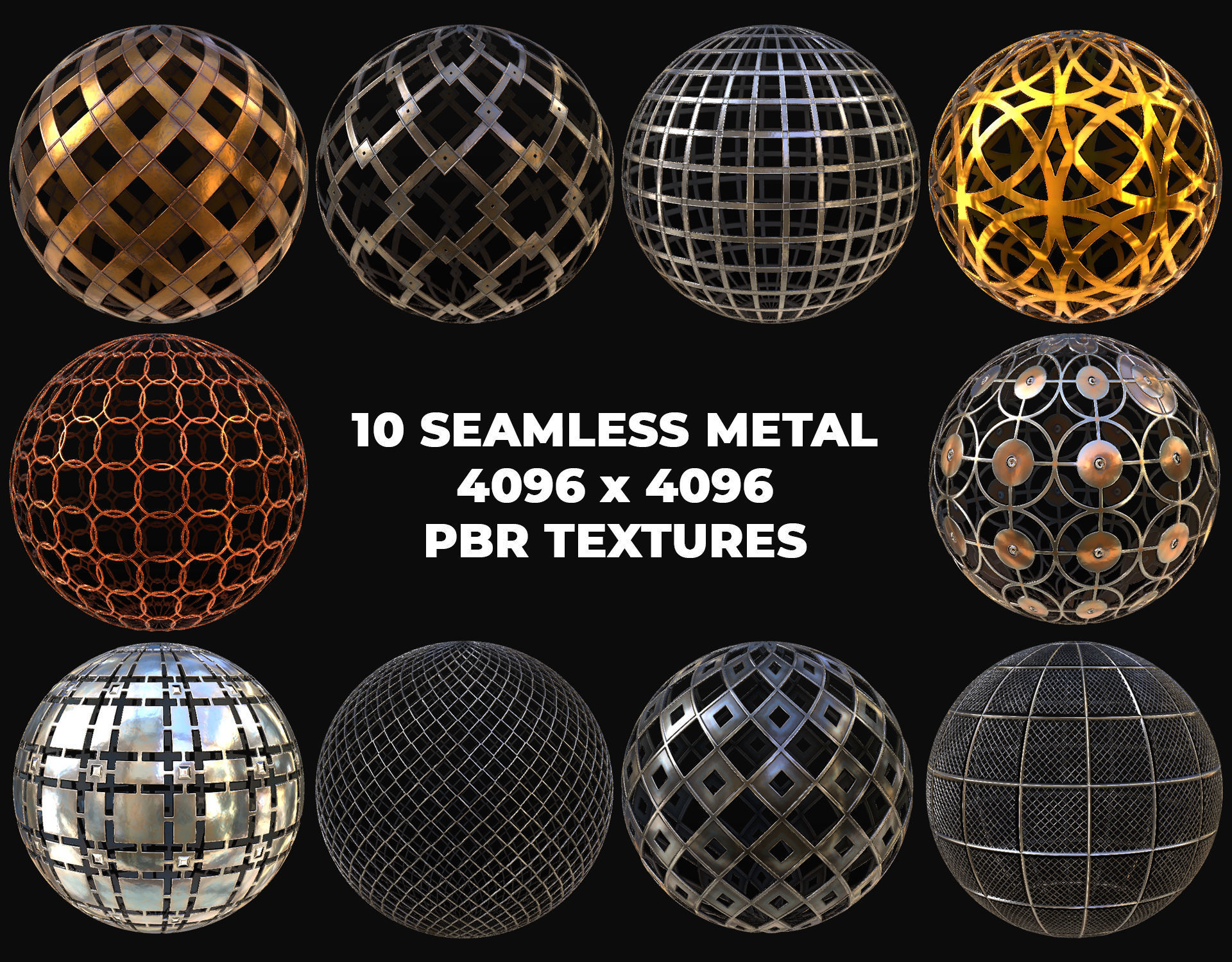 10 Seamless Metal Grids and Grates PBR Materials Set 3 Texture CGTrader