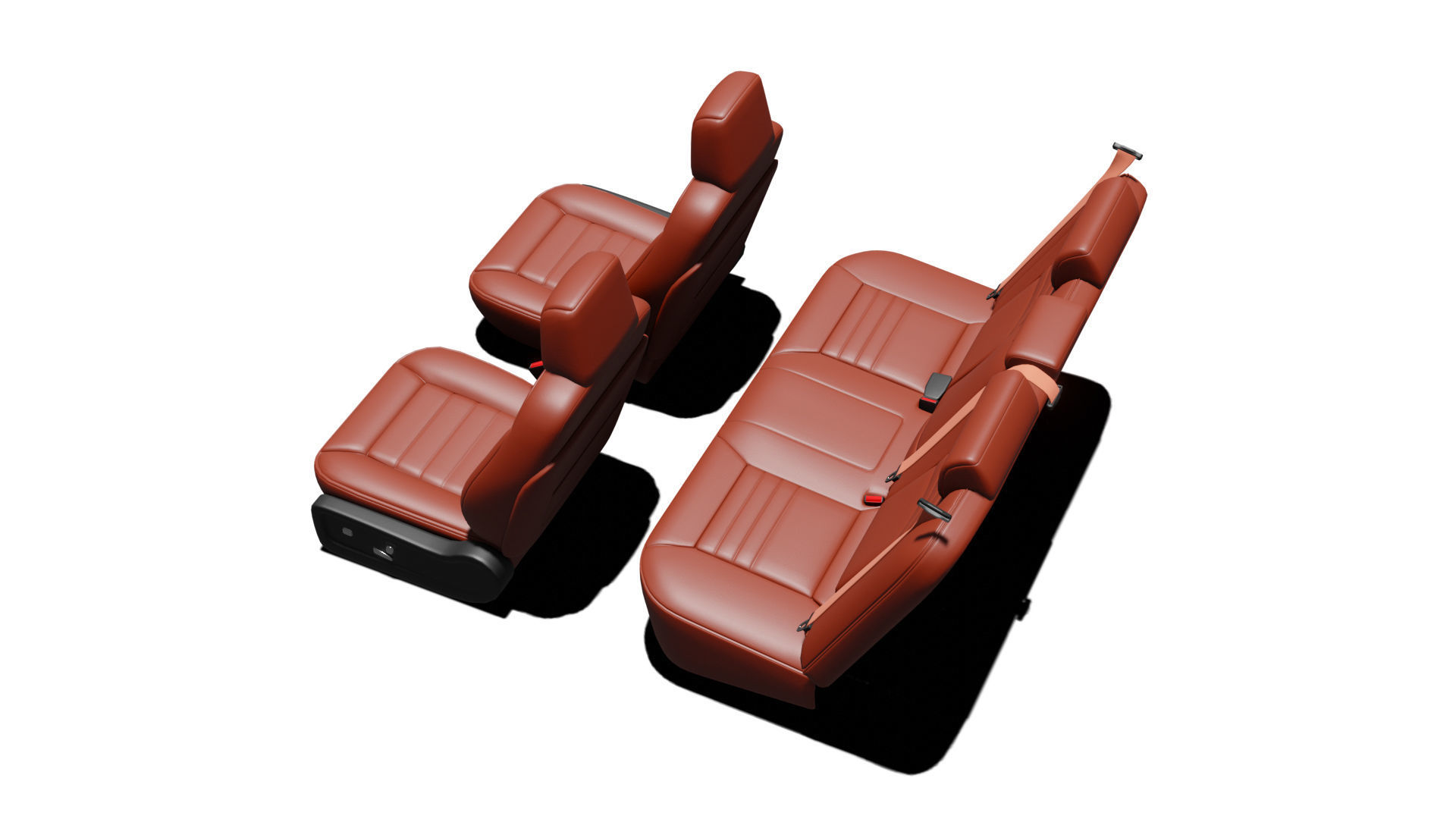 3D model Universal Regular Car Seat Set Red Leather VR / AR / lowpoly CGTrader
