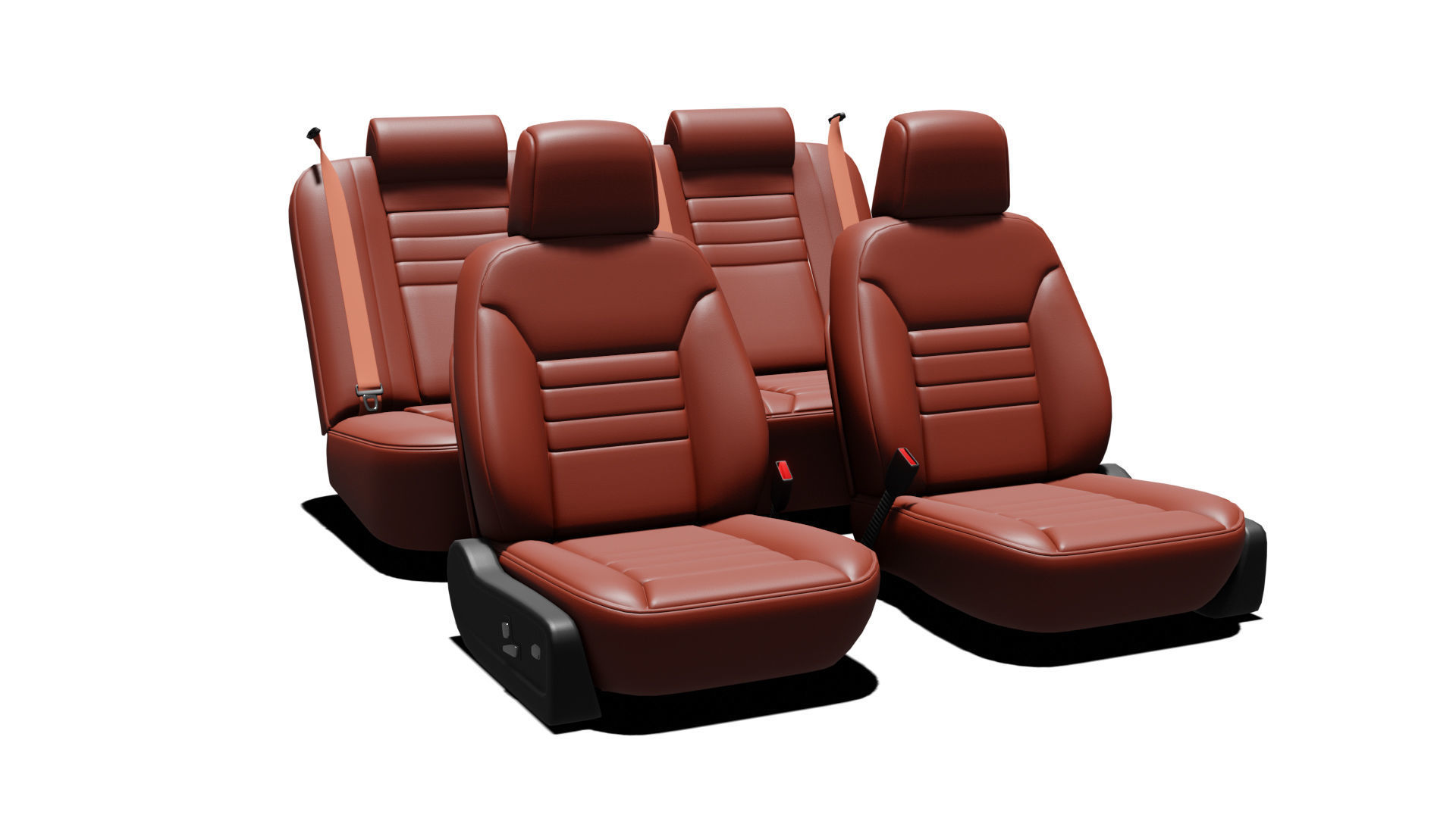 3D model Universal Regular Car Seat Set Red Leather VR / AR / lowpoly