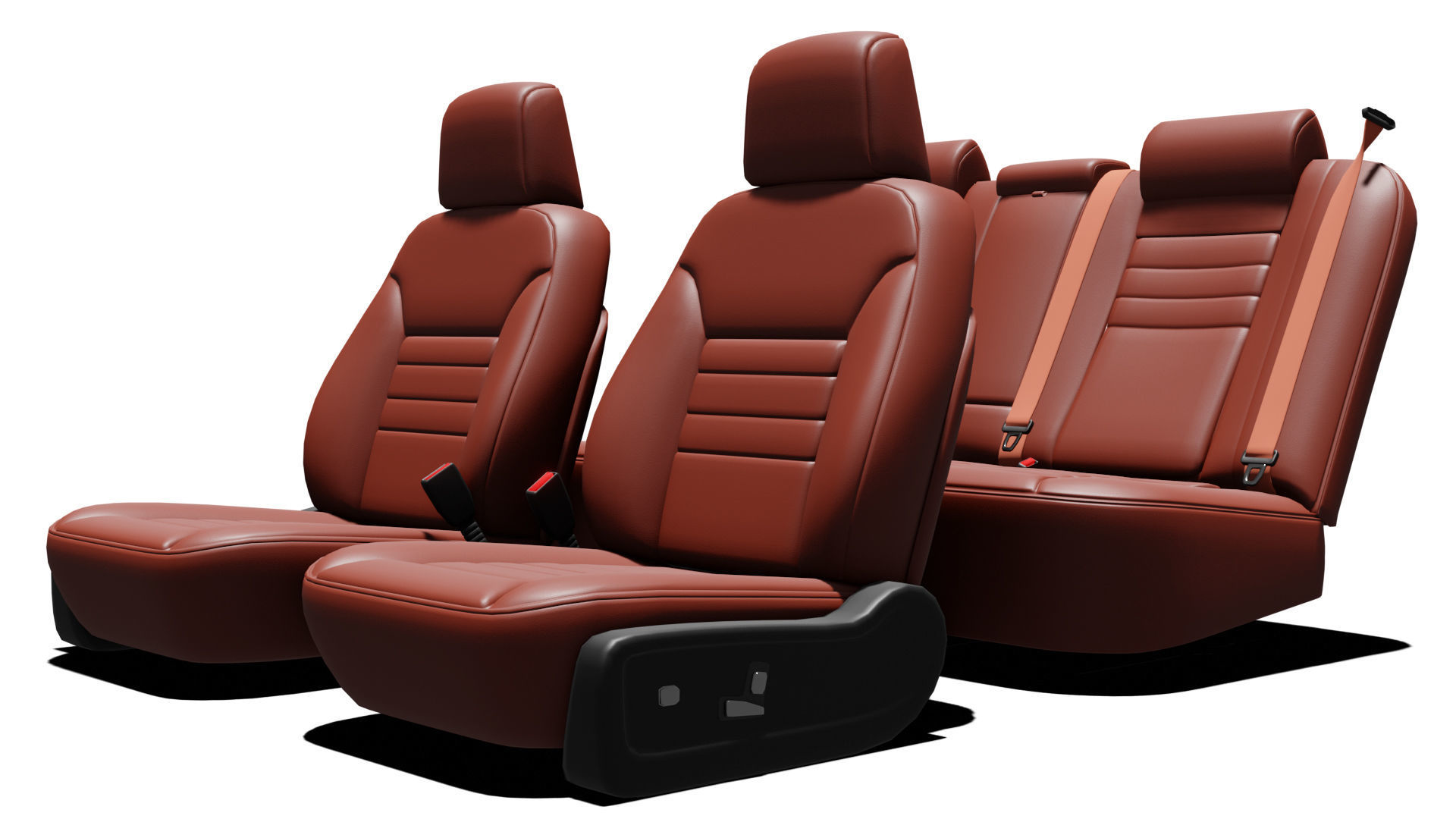 3D model Universal Regular Car Seat Set Red Leather VR / AR / lowpoly CGTrader