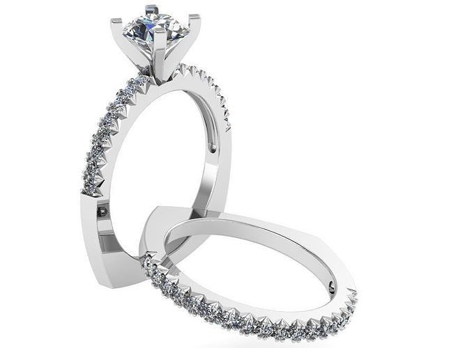 Euro Shank Ring With Band 1180 3D model 3D printable CGTrader