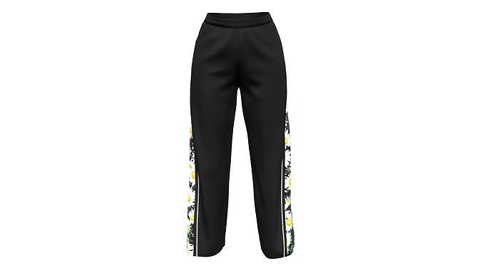 Womens Hem Pants with Side Panels Low-poly 3D model